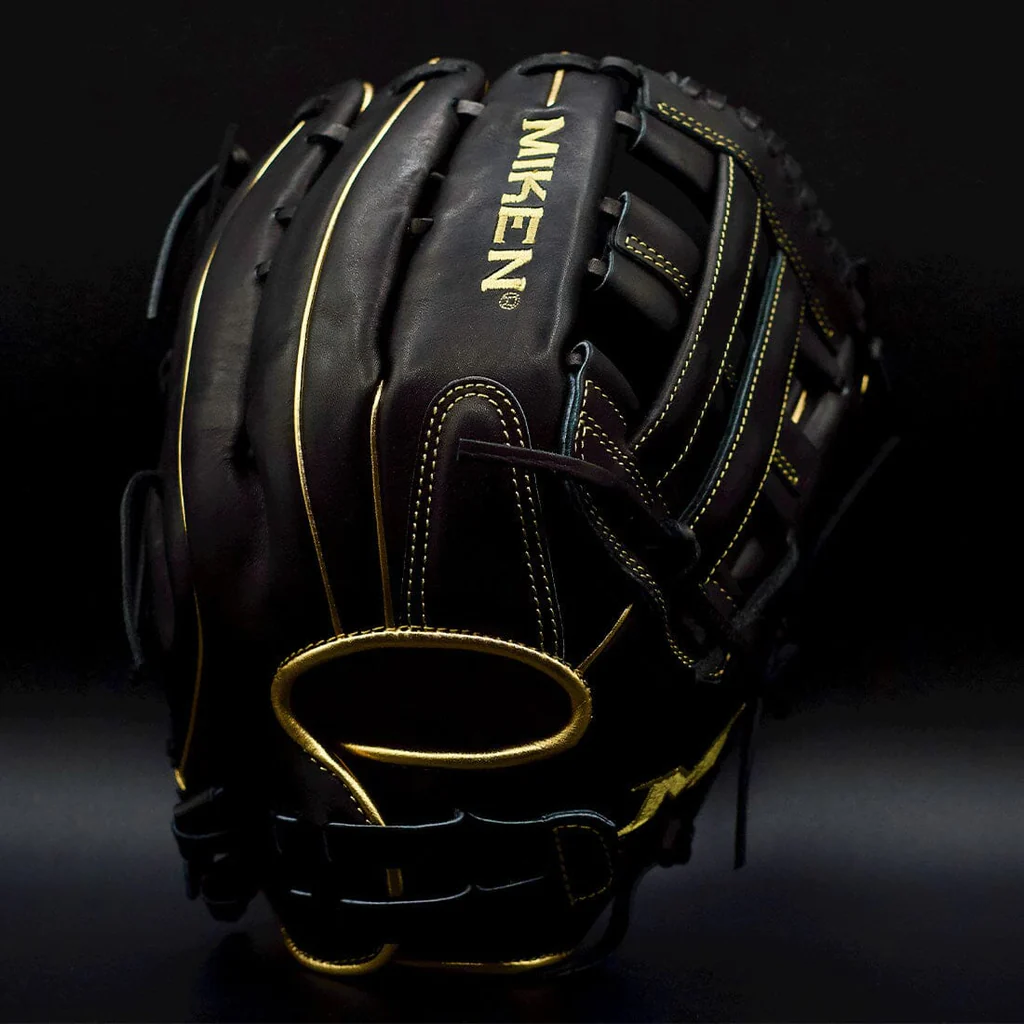 MikenGoldProSeriesFieldingGlove1_1024x1024 Miken Gold Pro Series 13" Black Slowpitch Softball Fielding Glove: PRO130-BG